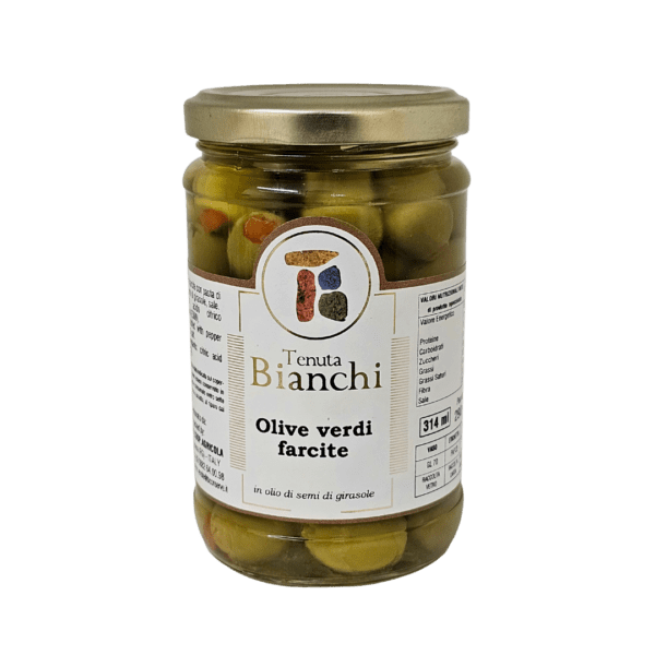 olive verdi farcite - formato 314 ml - tenuta bianchi conserve